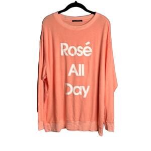 Wildfox Pink Long Sleeve Crewneck Sweatshirt Rose All Day Graphic Size XS